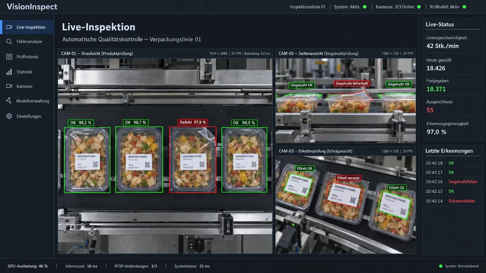 Computer vision quality inspection